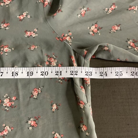 Sheer Cottagecore Floral Blouse with Lace Trim | Button-Down Long Sleeve Top | L - Picture 8 of 9